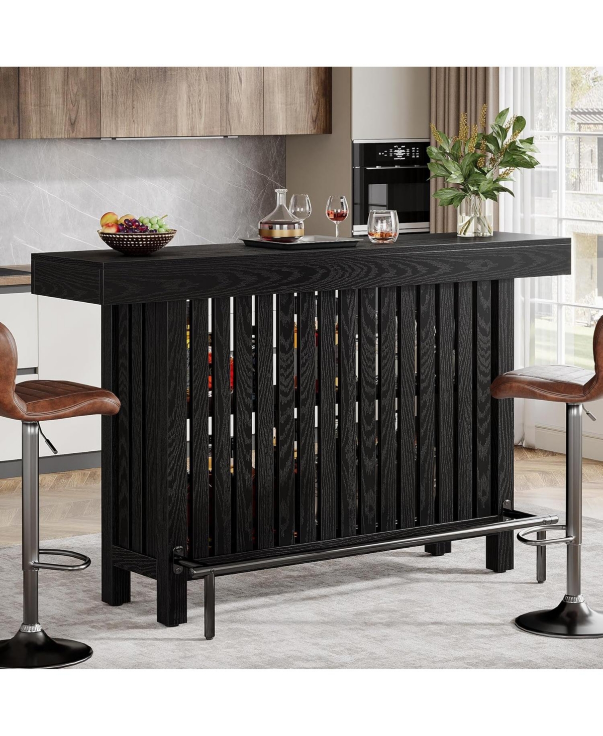 Tribesigns Kitchen Island with 2-Tier Storage, 63-Inch Modern Cart Footrest,Modern Table