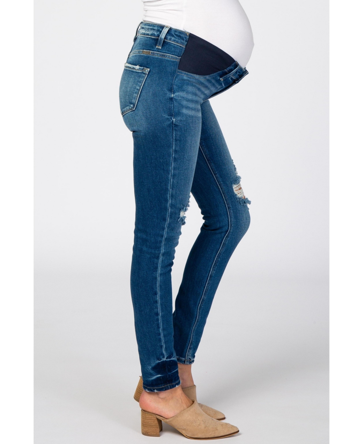 Pinkblush Maternity Blue Distressed Side Insert Jeans