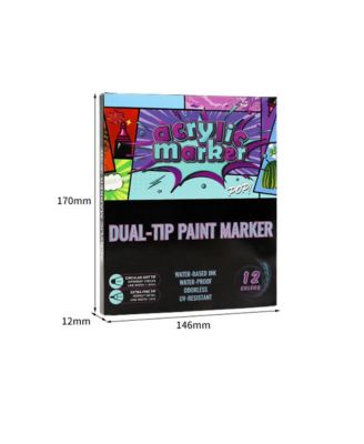 12 Colors Double-Headed Acrylic Marker Pen, Stackable Color, Non-Transparent Paper Graffiti Painting Ceramic Marker Pen