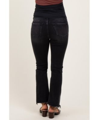 Maternity Washed Raw Hem Crop Flare Jeans