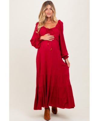Maternity Motherhood Ruffled Fit-and-Flare Maxi Dress