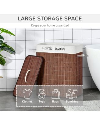 Bamboo Laundry Basket, Collapsible Laundry Hamper,