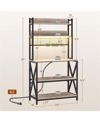 5-Tier Engineered Wood and Metal Baker s Rack with Power Outlets