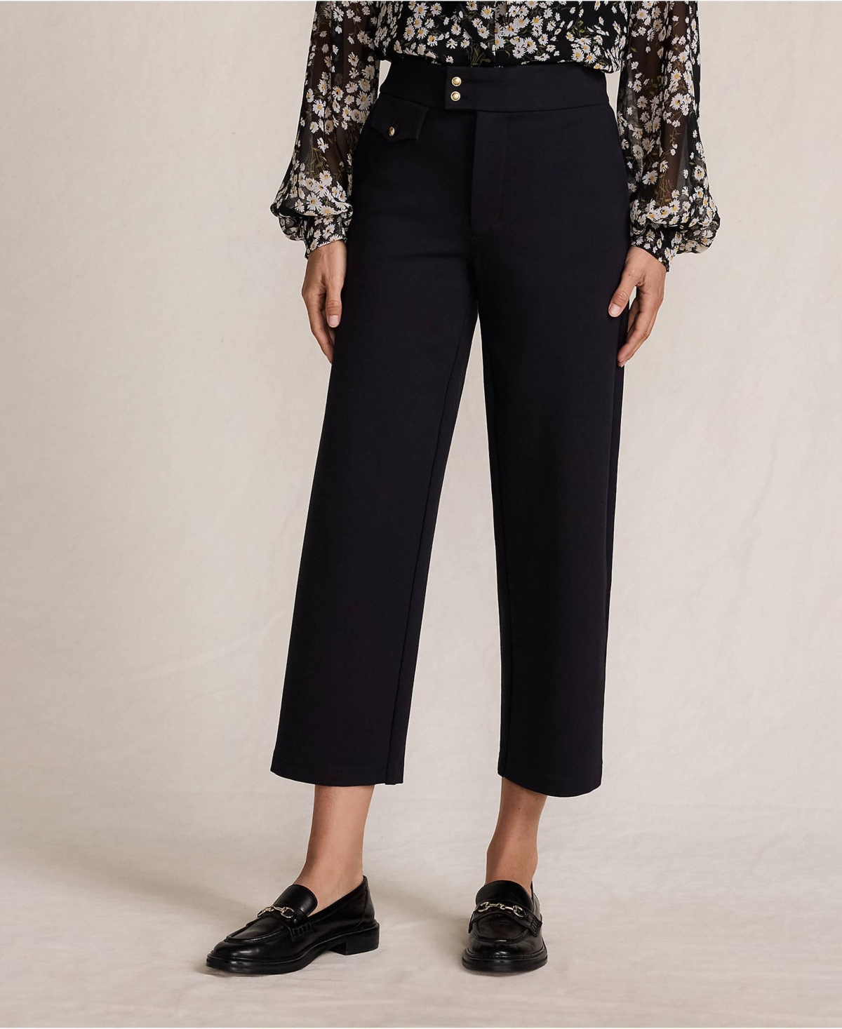 Lands' End Women's Ponte High Rise Straight Leg Crop Pants