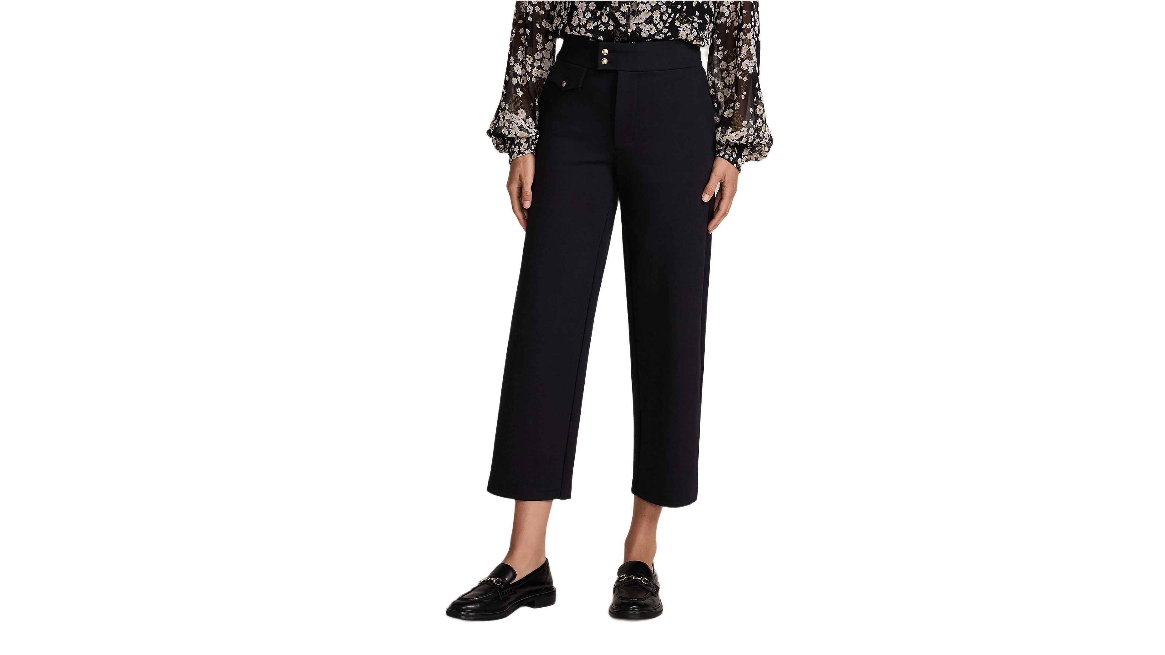 Lands' End Petite Ponte High Rise Straight Leg Crop Pants