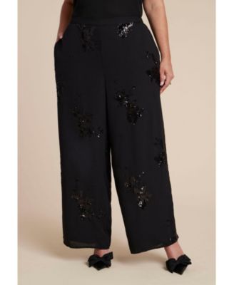 Women's Floral Sequin Wide Leg Pant