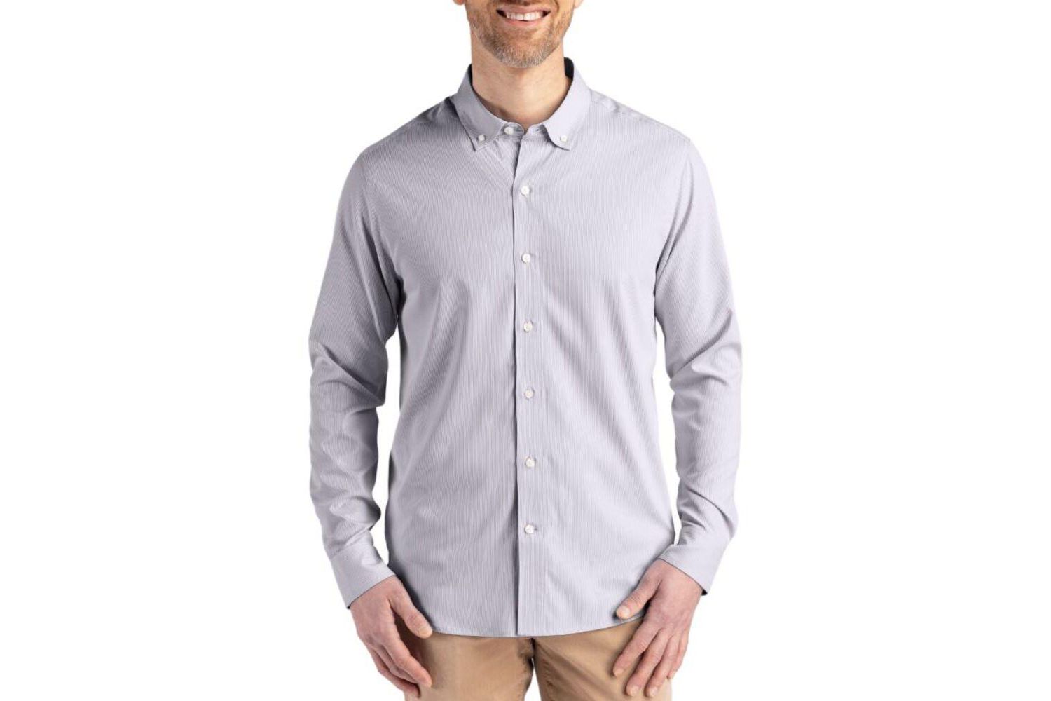 Men's Pinstripe Long Sleeve Dress Shirt