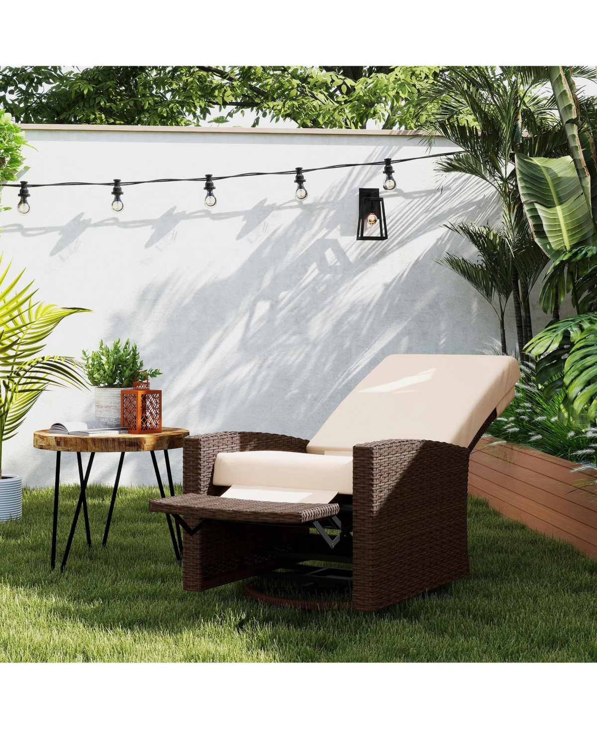 Outsunny Reclining Rat 360° Swivel Chair Cushioned Recliner,