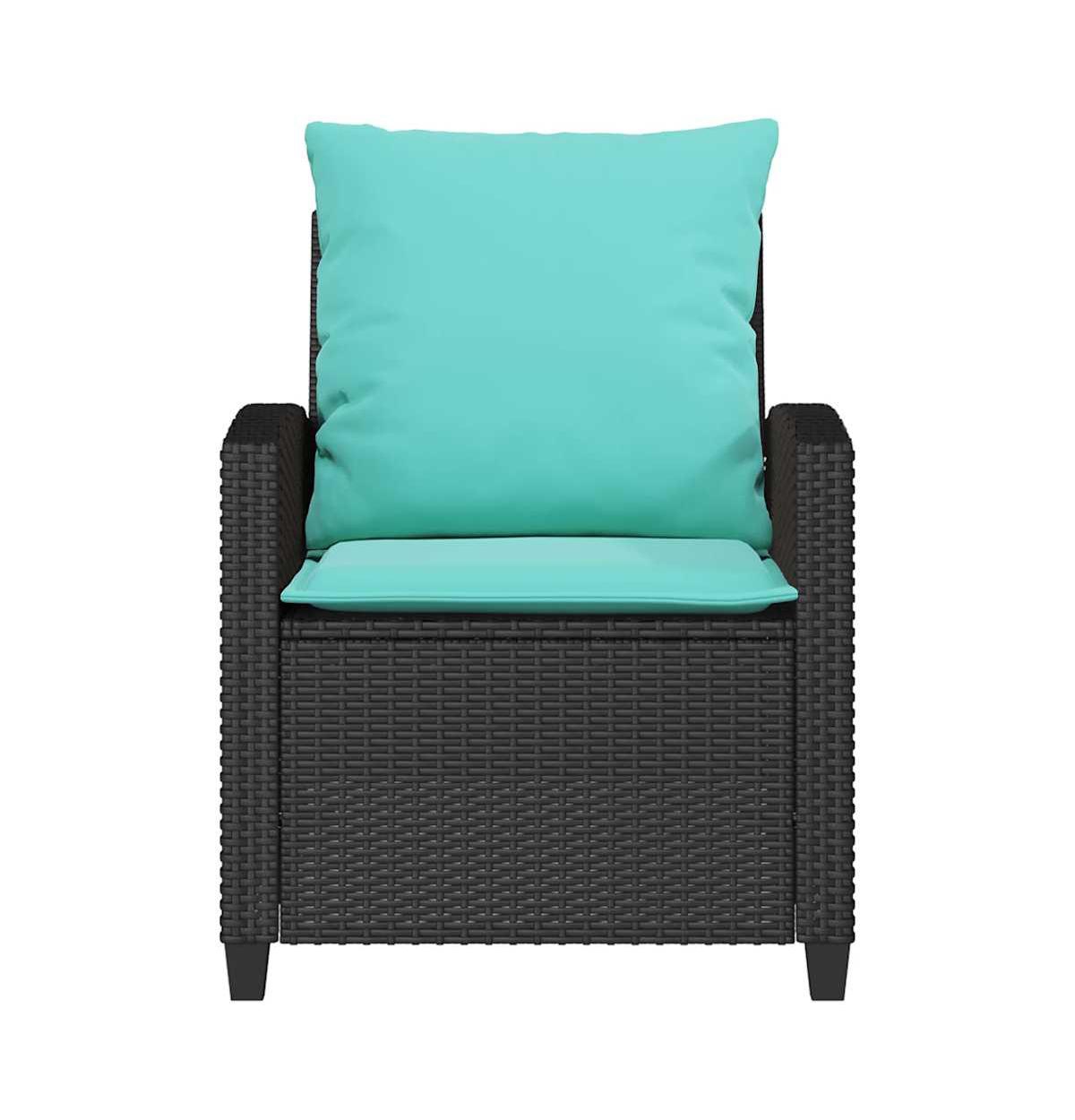 4 Piece Patio Sofa Set with Cushions Black Poly Rattan