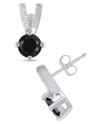 Gemstone and Diamond Earrings (1/20 ct. t.w.) in 10k White Gold (also in 10k Yellow Gold)