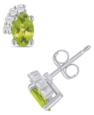 Gemstone and Diamond Earrings (1/10 ct. t.w.) in 10k White Gold (also in 10k Yellow Gold)