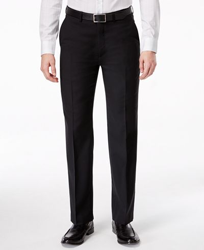 Ryan Seacrest Distinction Black Solid Slim-Fit Pants