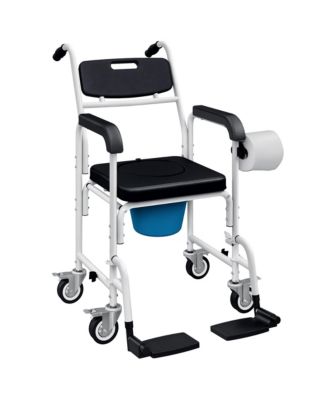 Shower Chair with Wheels, Bedside Commode Wheelchair for Seniors,