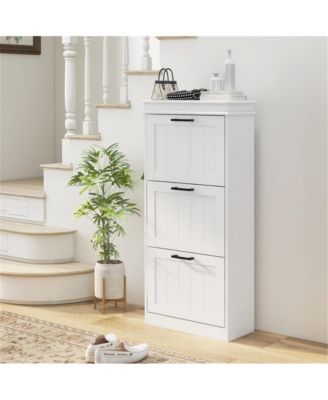 Multi-Room Wooden Shoe Storage Cabinet with Shelves