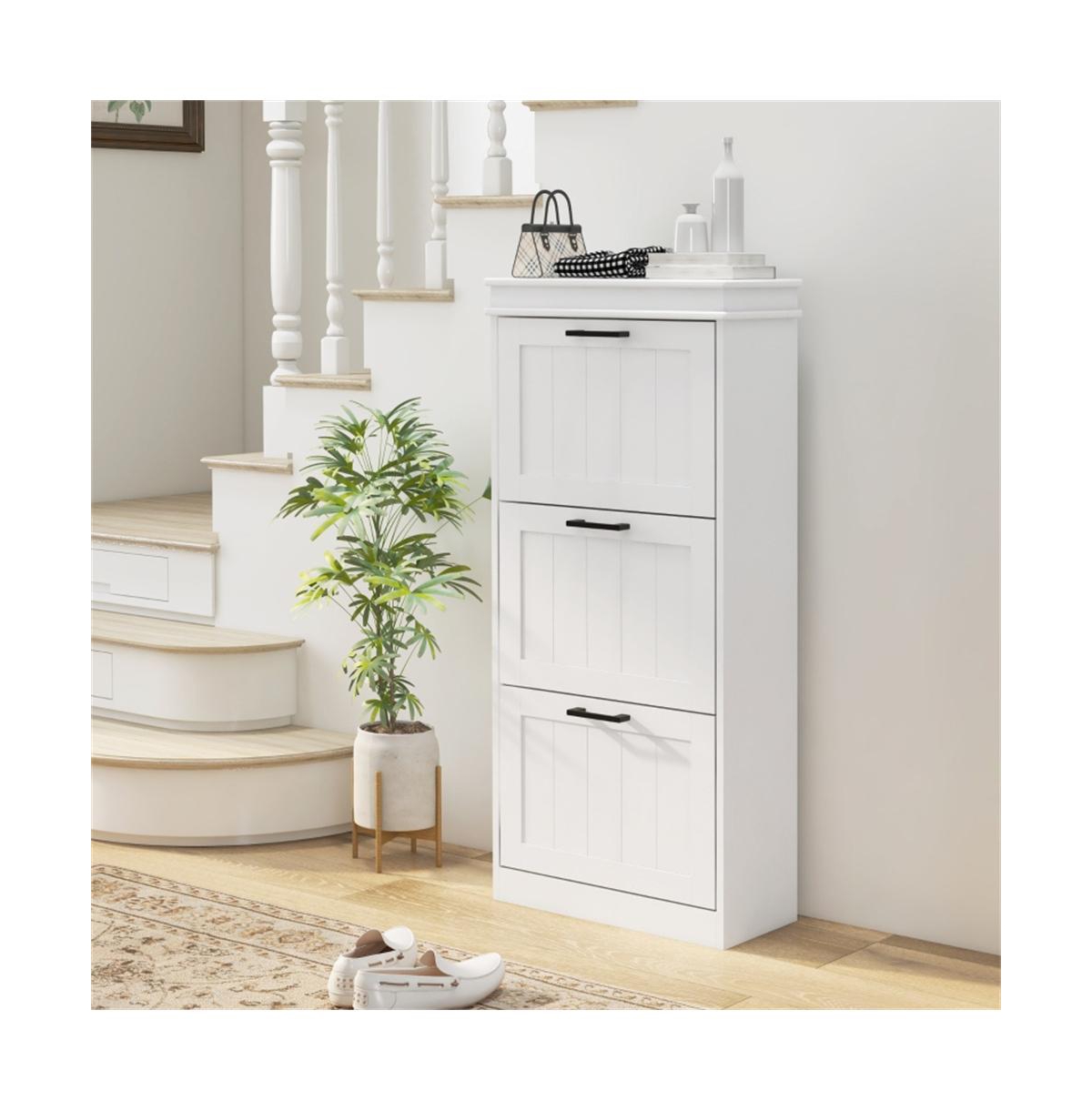 Wooden Shoe Storage Cabinet for Hallway, Bedroom, or Living Room