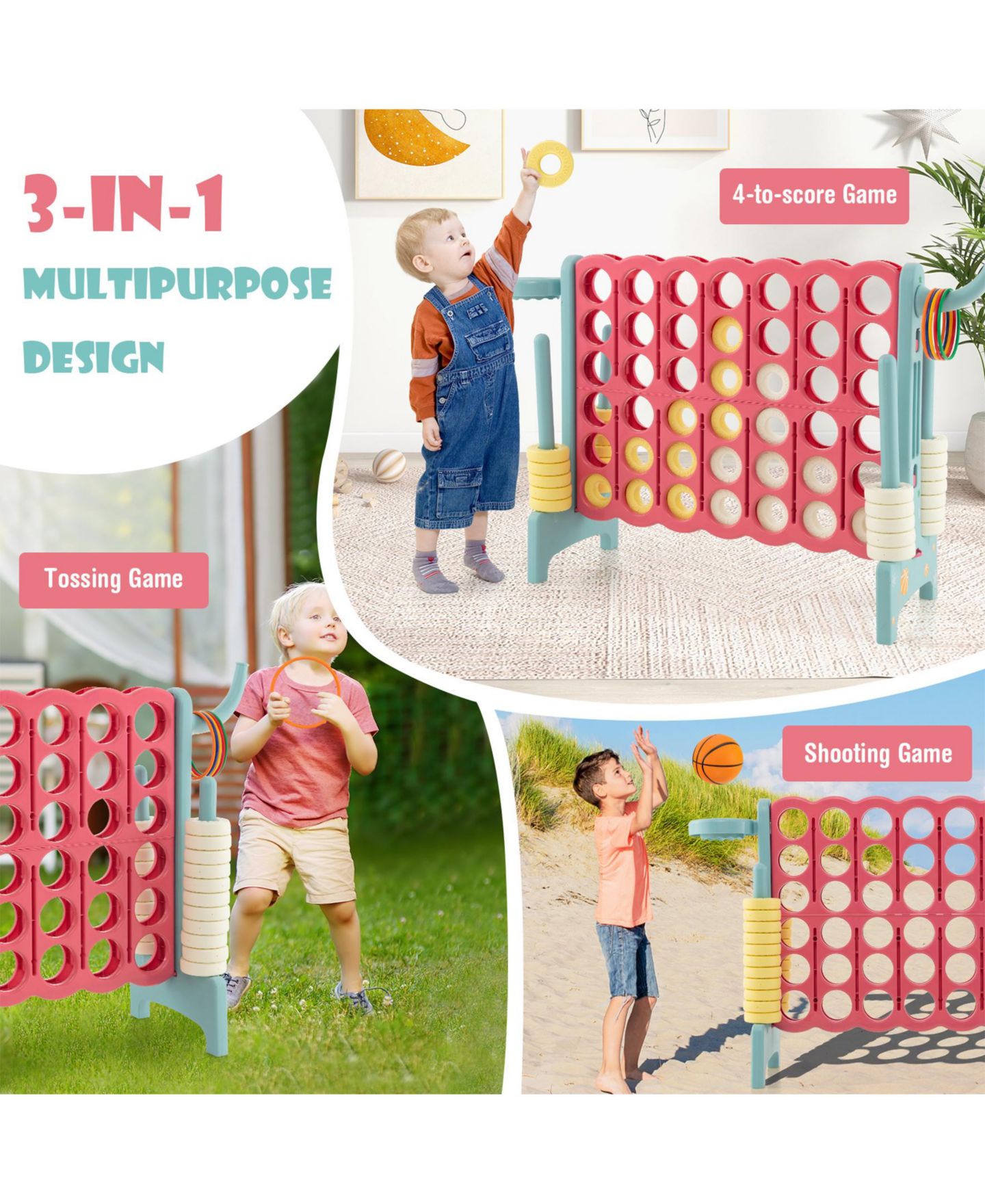 Детская настольная игра SUGIFT 3-in-1 4-in-a-Row Connect Board Game, Ages 3+, цвет: Красный — фото 11