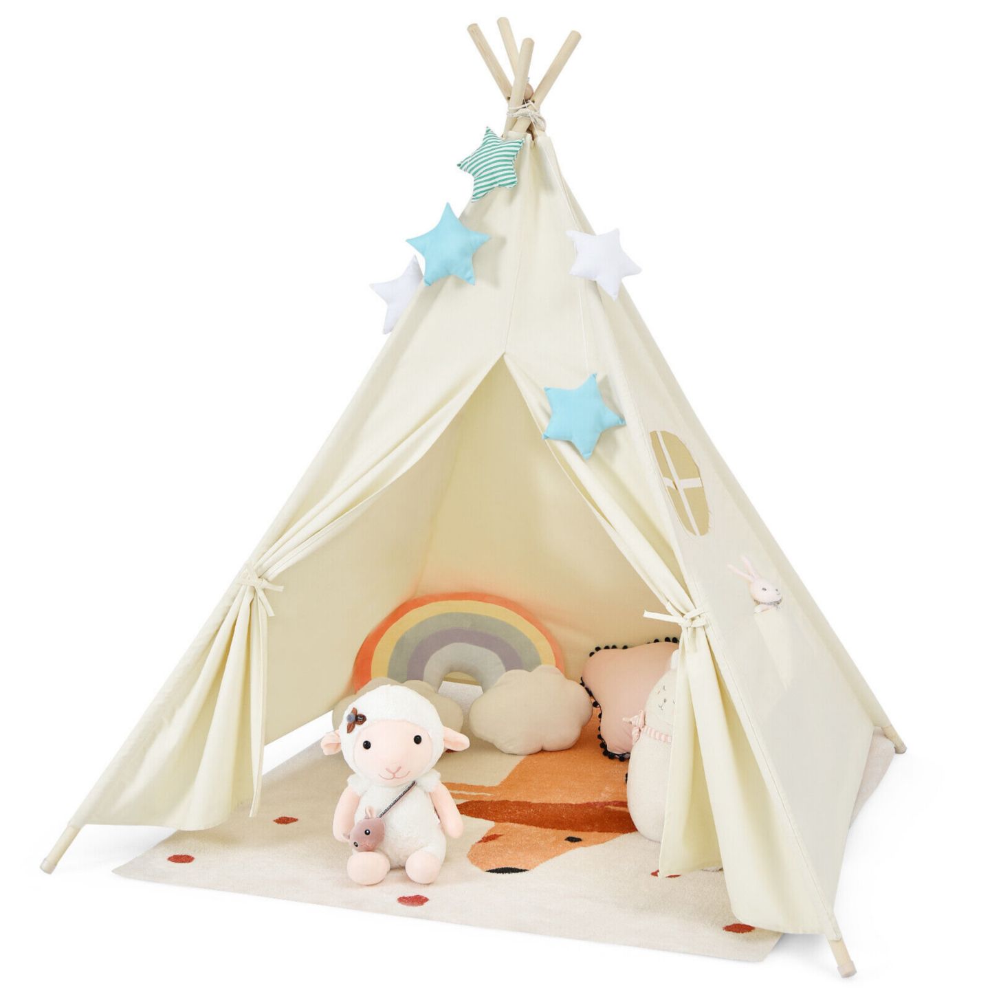 Детская игрушка SUGIFT Foldable Kids Canvas Teepee Play Tent, цвет: Бежевый — фото 1