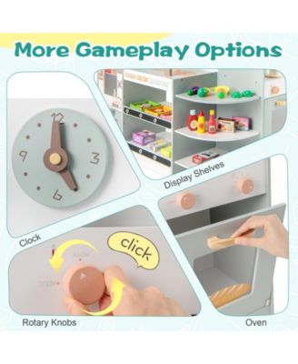 Wooden Kids Grocery Store Playset Pretend Play Supermarket