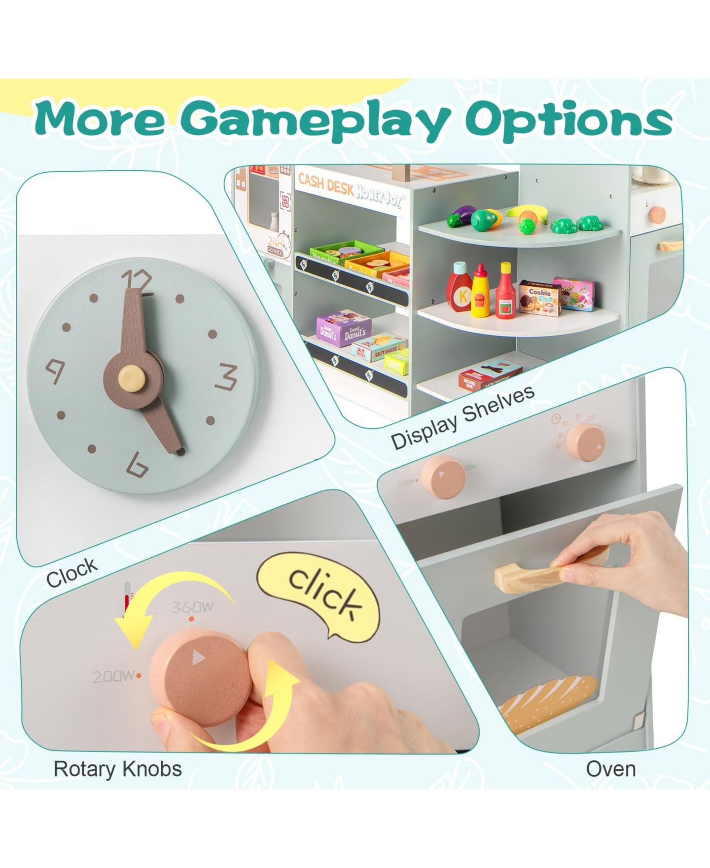 Детский игровой набор Mecale Grocery Store Vending Machine 30-Piece Playset, Ages 3+, цвет: Зелёный — фото 7