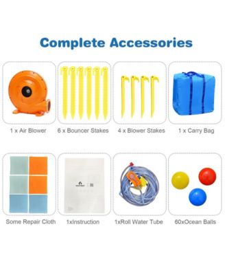 Inflatable Water Slide Kids Bounce House Splash Water Pool with 735W Blower