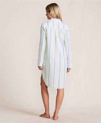 Women's Cotton Poplin Long Sleeve Sleepshirt Nightgown