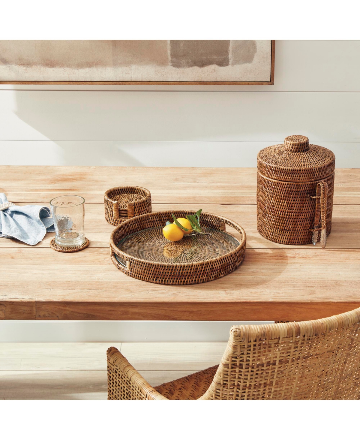 Burma Rattan Serving Tray, Brown