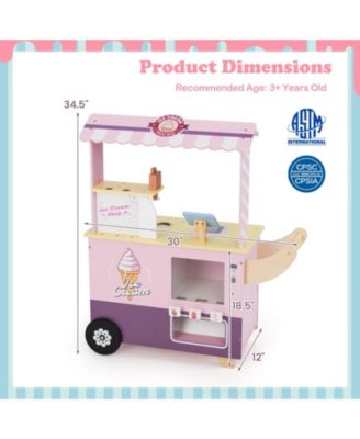 Wooden Ice Cream Cart Playset with Vending Machine & Accessories