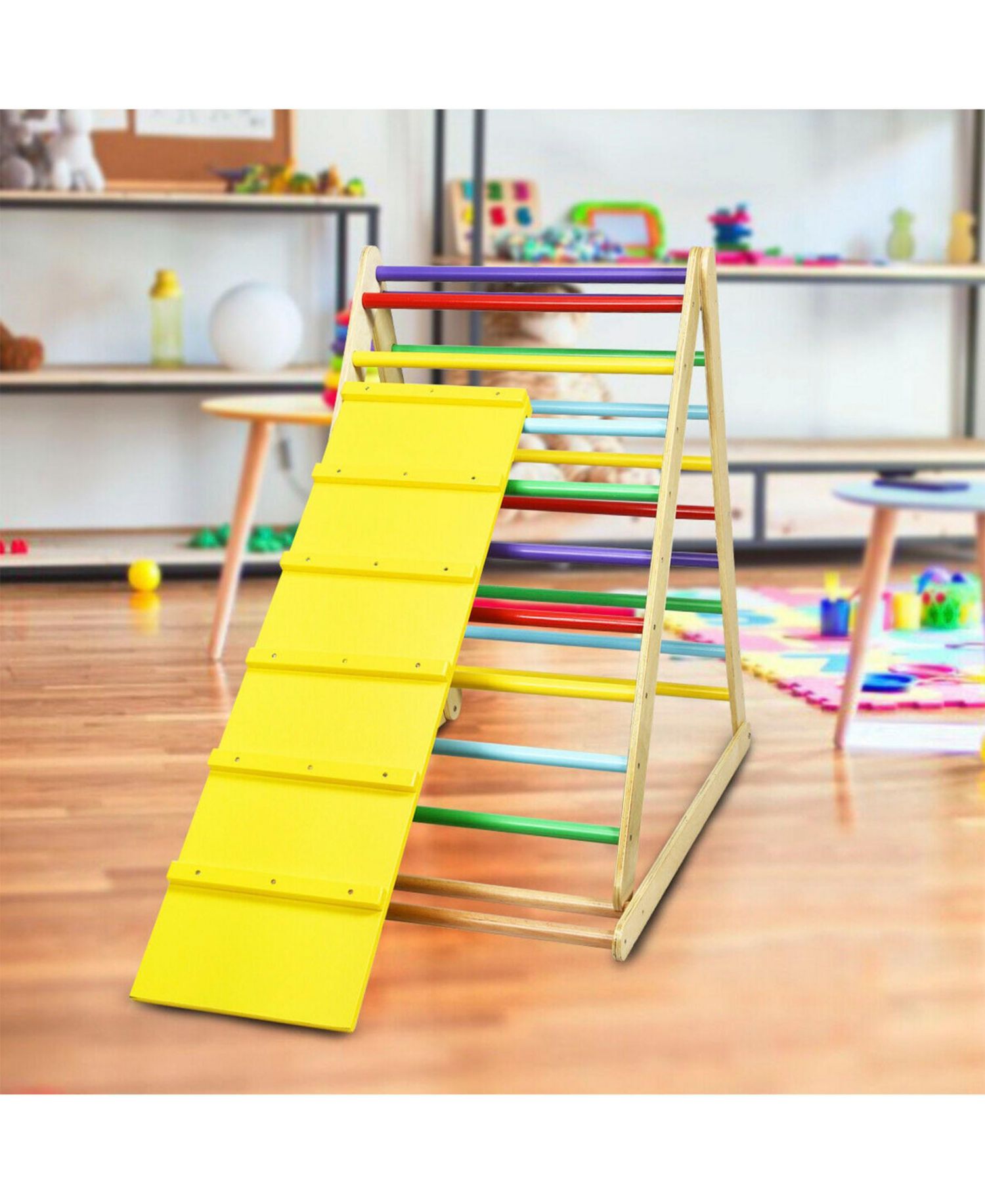 Foldable Wooden Climbing Triangle Indoor Home Climber Ladder