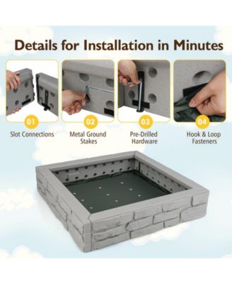 2-In-1 HDPE Kids Sandbox with Cover and Bottom Liner-Gray