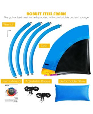 Saucer Tree Outdoor Round Platform Swing with Pillow and Handle-Multicolor