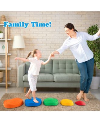 5-Piece Kids Stackable Round River Stepping Stones Indoor Outdoor – Multicolor