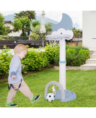 4-In-1 Kids Basketball Hoop with Moon-shaped Electronic Scoreboard and Play Set