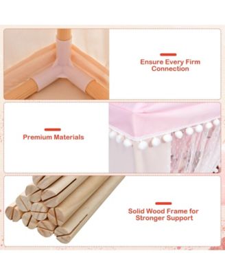 Kids Play Tent Large Playhouse Children Play Castle Fairy Tent Gift with Mat-Pink