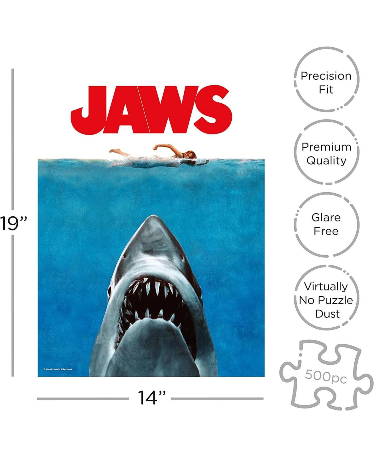 Детский пазл NMR Distribution Jaws One Sheet 500 Piece Jigsaw Puzzle, Ages 14+ — фото 2