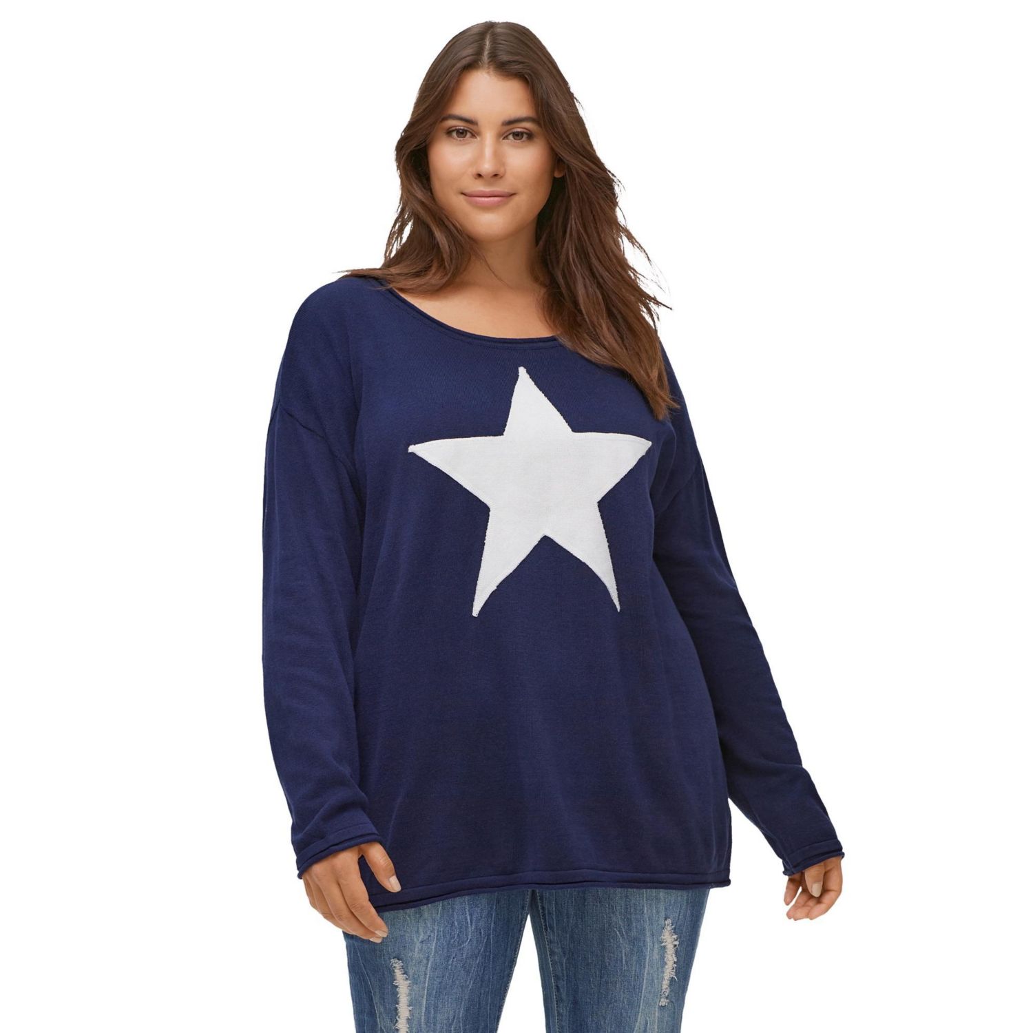 Women's Plus Size Star Applique Sweater