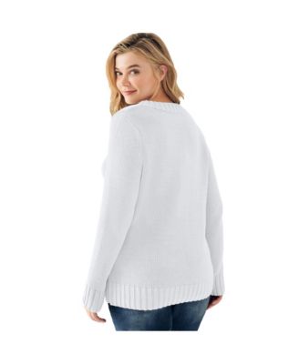 Plus Size Button Y-Neck Sweater
