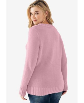 Plus Size Button Y-Neck Sweater
