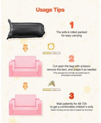 Convertible Kids Sofa with Armrests, Folds into Lounger for Kids Room