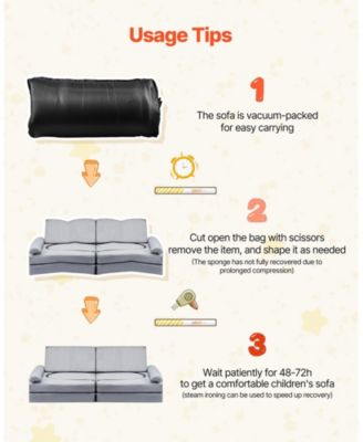 Modular Kids Play Couch 10-Piece Sectional Toddler Sofa with Armrests, Gray