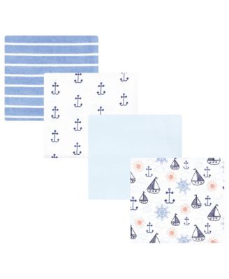 Hudson Baby Cotton Flannel Receiving Blankets 4-Pack, Sunshine And Sailboats , One Size - Sunshine and sailboats