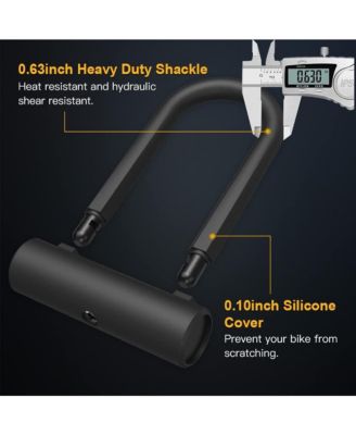 Heavy Duty Bike U-Lock, 16mm Shackle with 4ft/6ft Security Cable and Durable Mounting Bracket for Bicycle, Motorcycle