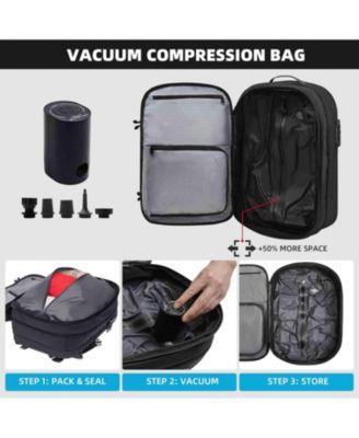 Vacuum Compression Travel Backpack, 60L Expandable VacPack with Pump & TSA Lock - Charcoal (Electric Air Pump Included)