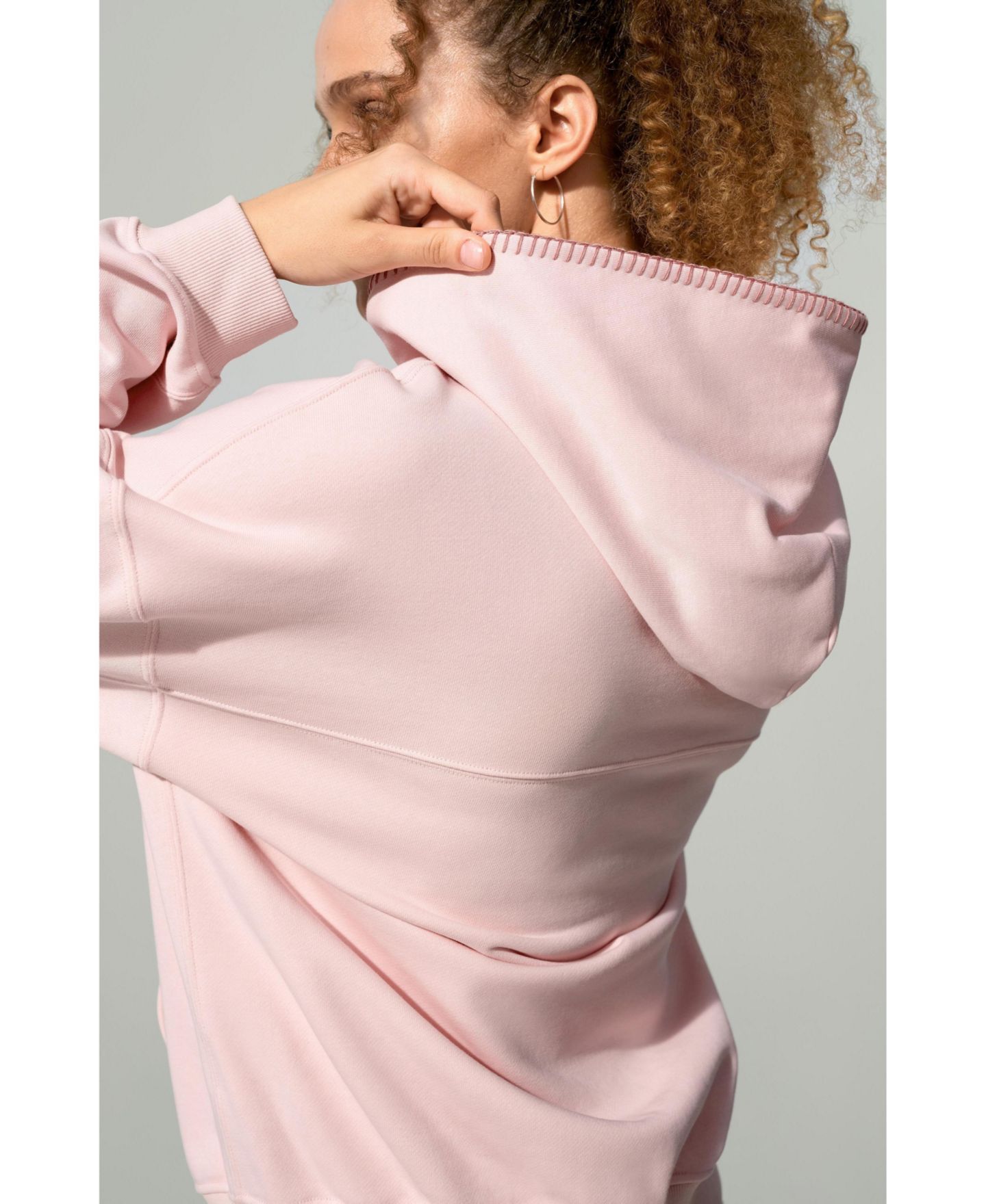 Женское худи LILYSILK Oversized Seamflow Full-Length Zip, цвет: Пудровый розовый — фото 5