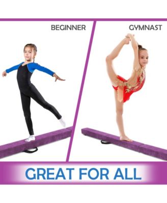 7 Feet Folding Portable Floor Balance Beam with Handles for Gymnasts-Purple