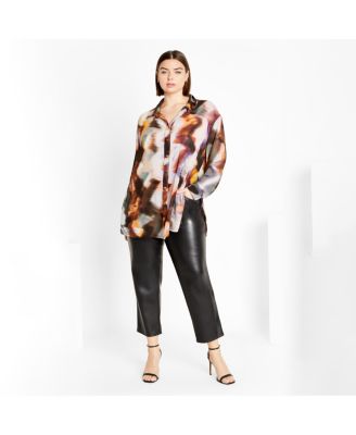 Plus Size Sheer Lover Print Shirt