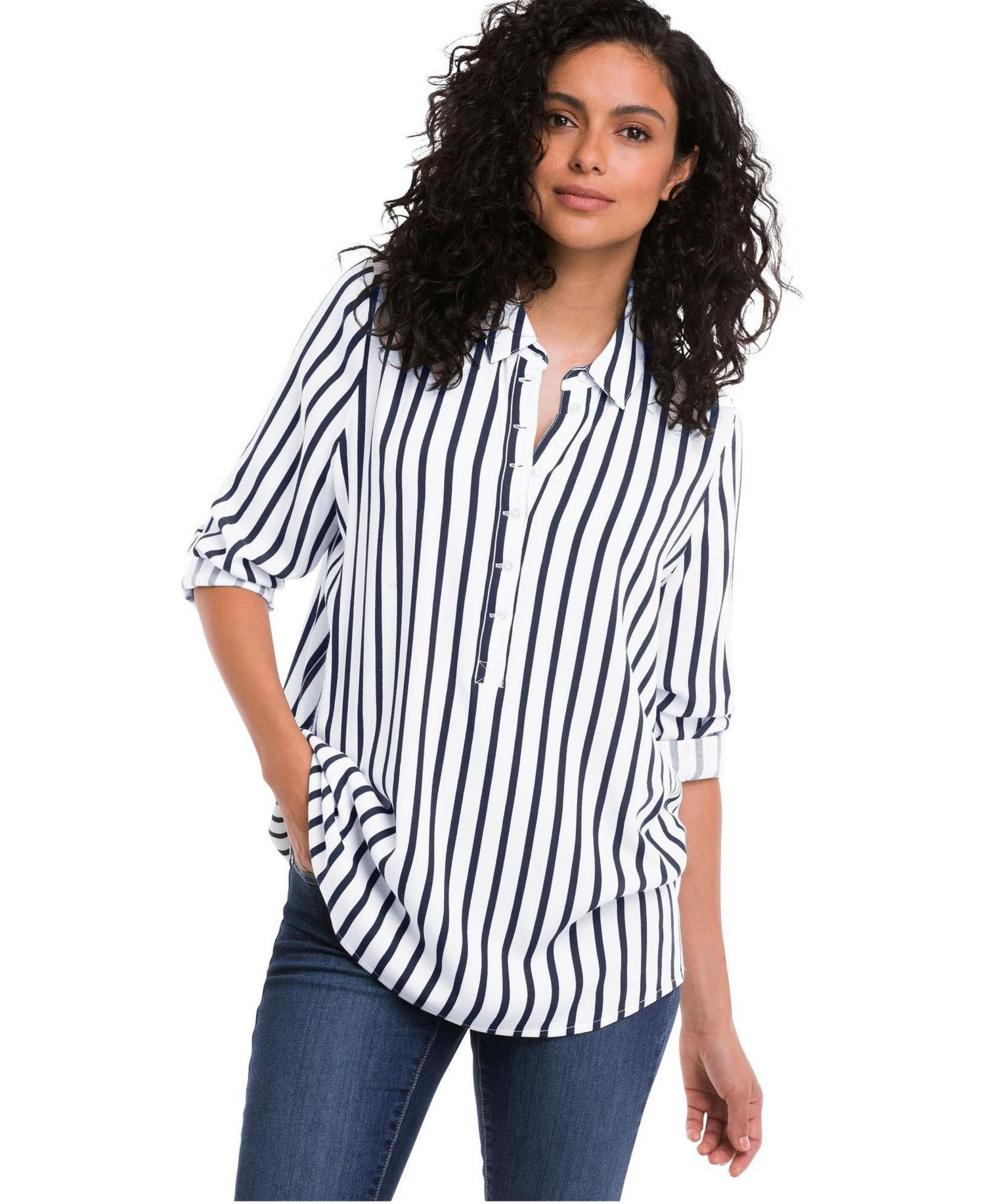 Women's Button Placket Popover Tunic