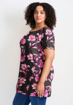 Women's Plus Size Button Detail Tunic Tee