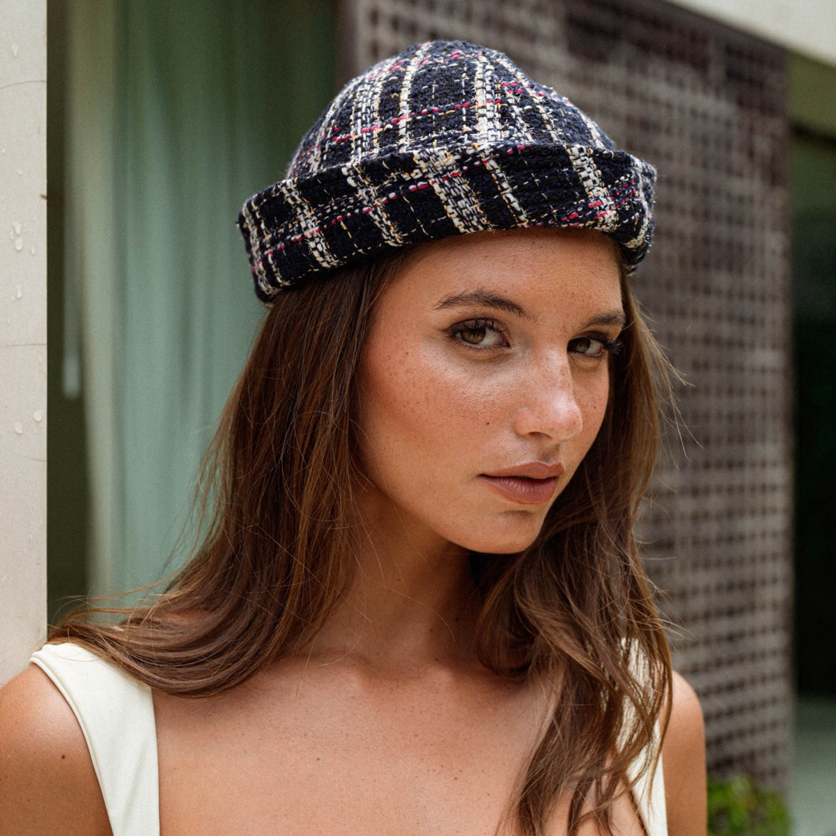 Brunna.co Olive Sailor Hat in Black Tweed