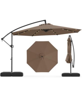 Offset Patio Umbrella with Base and 32 LED Lights