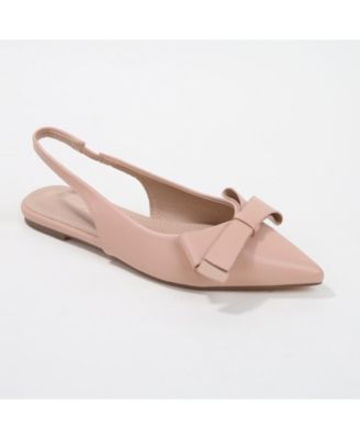 Cinnamon Slingback Flats with Asymmetrical Bow